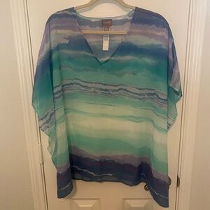 Chico's Blue and Cream Artistic Blouse, poncho, and/or coverup.